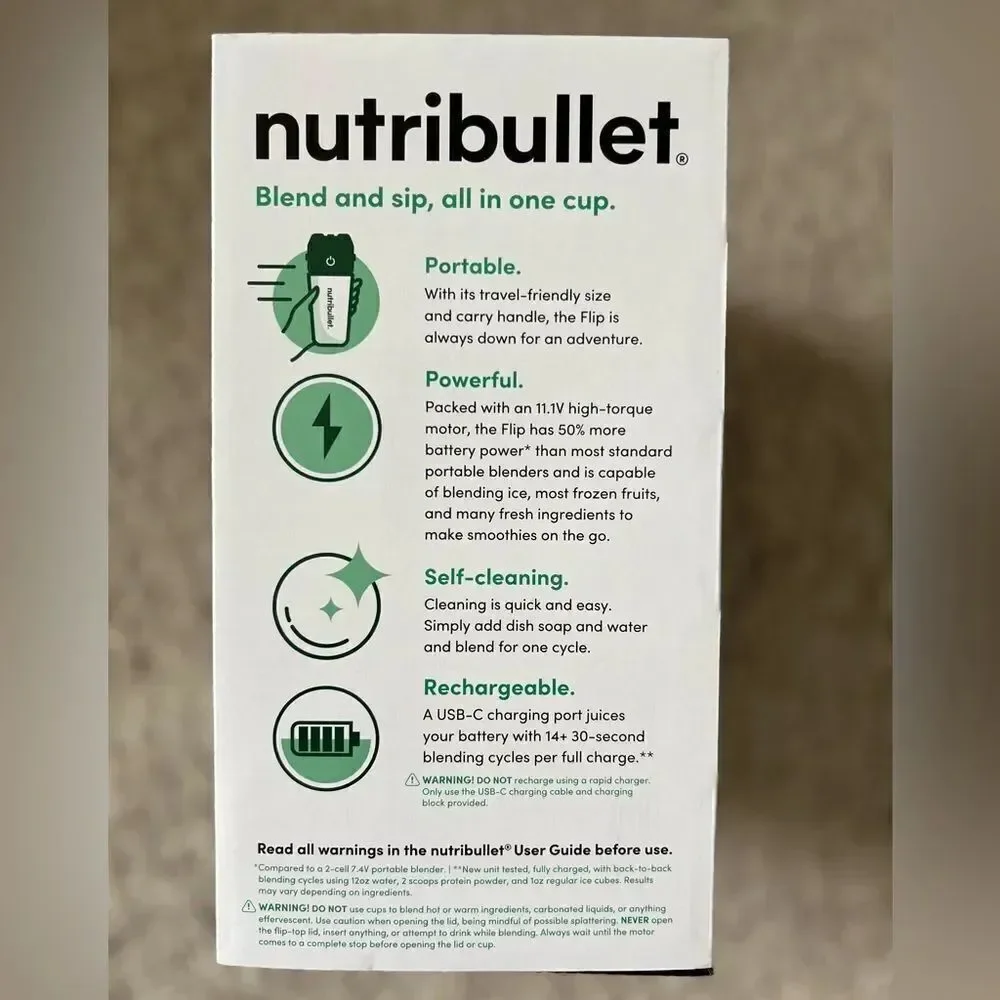 Nutribullet Flip Portable Blender w/ Black Insulated Tumbler Cup (BD-BX776A-23)